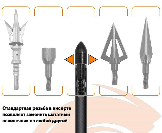 Стрела лучная карбоновая Anarchy 700 натуральное оперение