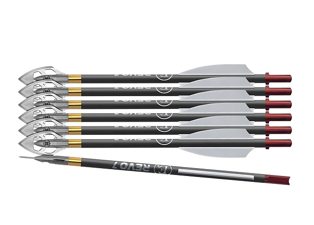 Стрела карбоновая 6,5" для арбалета Ek Revo 7 наконечник Broadhead (комплект 7 шт.)