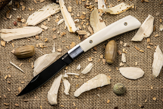 Складной нож Kizlyar Supreme GENT 440C BONE BLACK TITANIUM