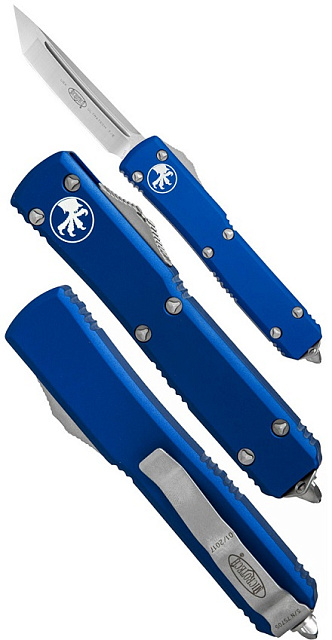 Нож Microtech Ultratech Satin 123-4BL с автоматическим открытием/закрытием клинка.